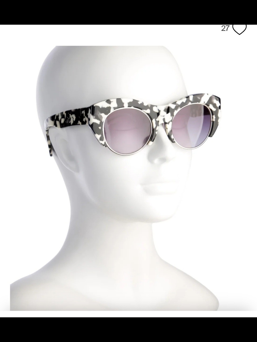 Jonathan Saunders Retro Cat-Eye Sunglasses in Black & White Tortoise - Women